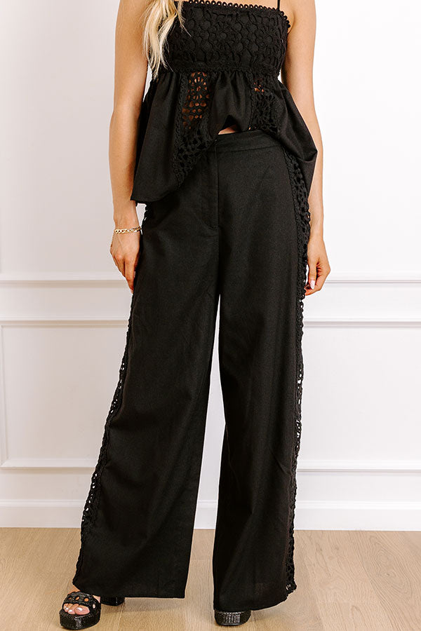 Impressions Boheme Bay High Waist Crochet Wide Leg Pants In Black