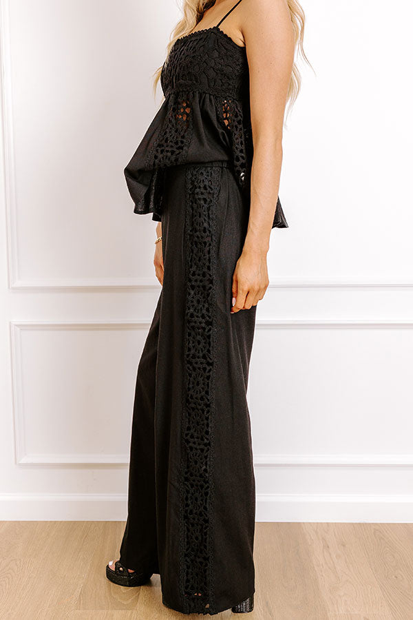 Impressions Boheme Bay High Waist Crochet Wide Leg Pants In Black