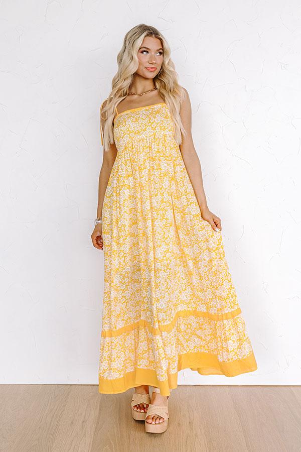 Impressions Boho Beauty Floral Maxi Dress in Marigold