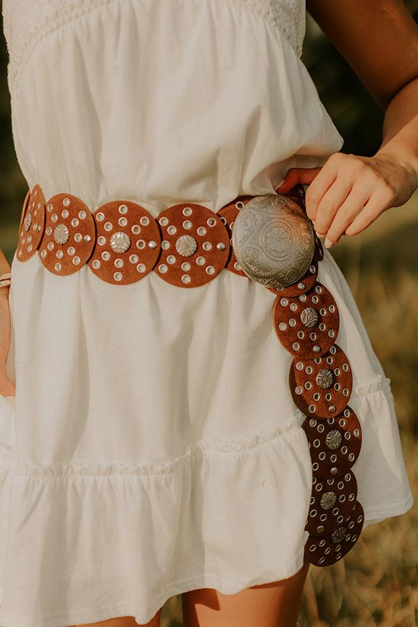 Impressions Boho Feels Faux Suede Disc Belt In Camel