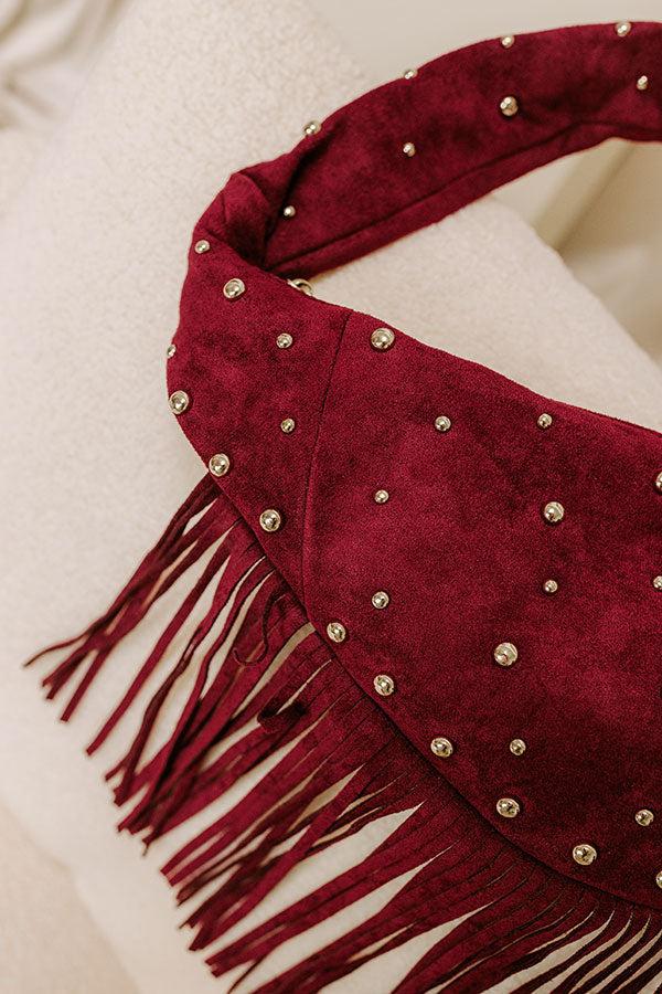 Impressions Boho Feels Faux Suede Fringe Purse In Wine