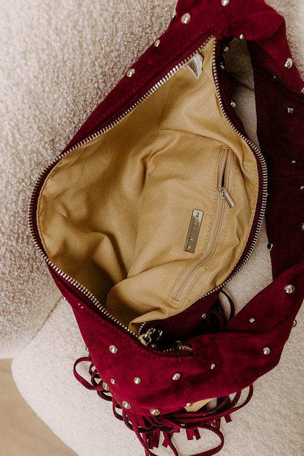 Impressions Boho Feels Faux Suede Fringe Purse In Wine