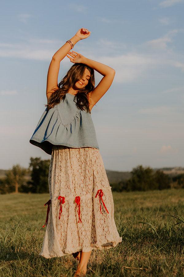 Impressions Boho Feels High Waist Lace Skirt In Wine