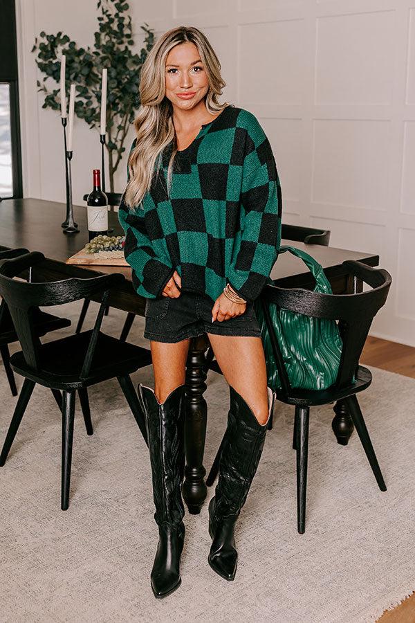 Impressions Bonfire Bliss Knit Sweater In Hunter Green