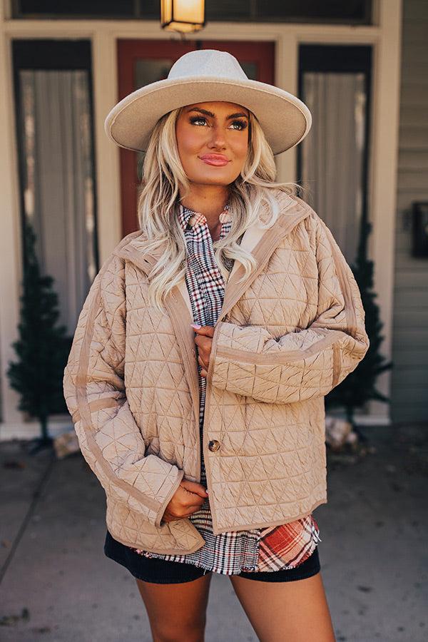 Impressions Bonfire Nights Quilted Jacket In Warm Taupe