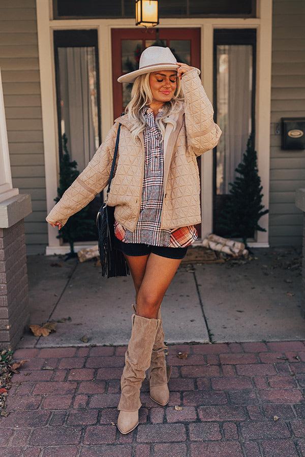 Impressions Bonfire Nights Quilted Jacket In Warm Taupe