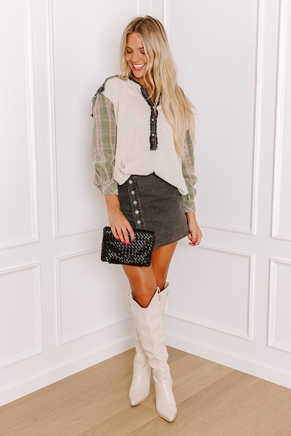 Impressions Bonfire Season Vintage Henley Top In Green