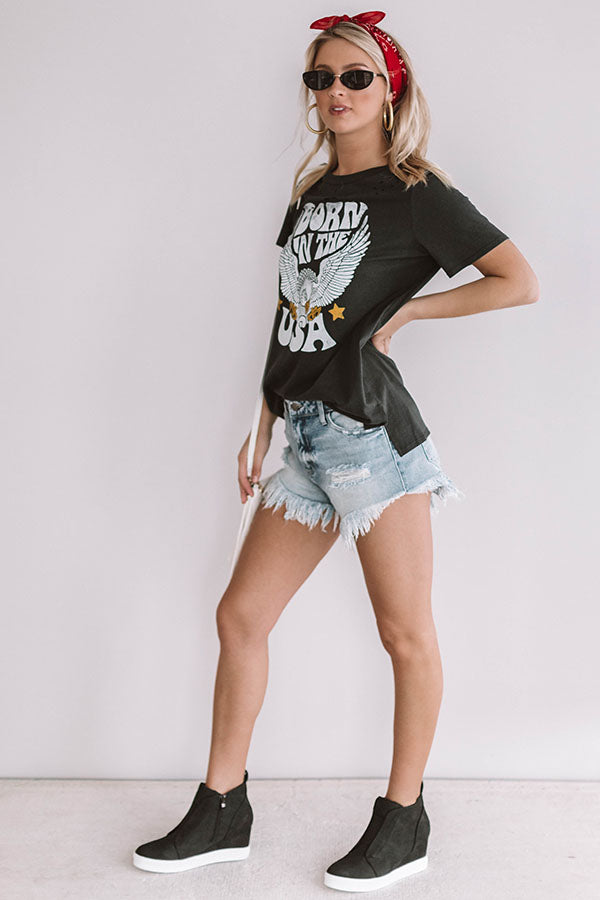 Impressions Born In The USA Distressed Boyfriend Tee In Vintage Black