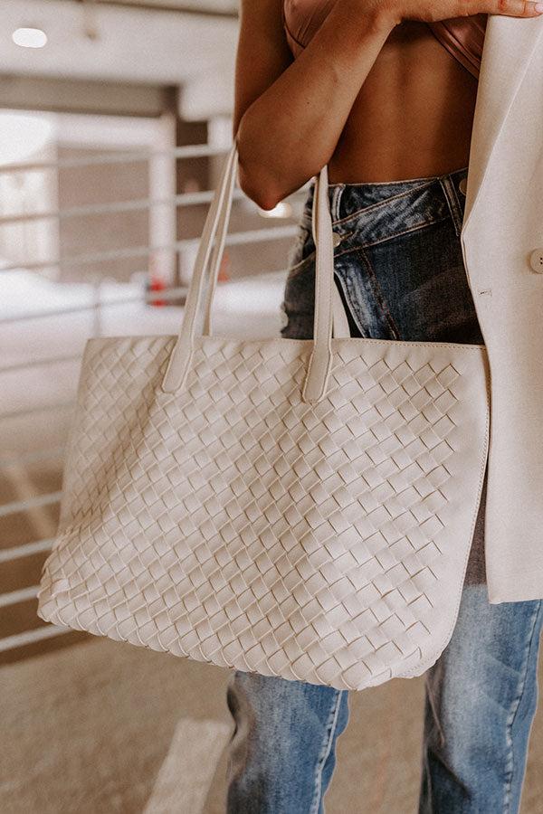 Impressions Boston Market Faux Leather Tote In Cream
