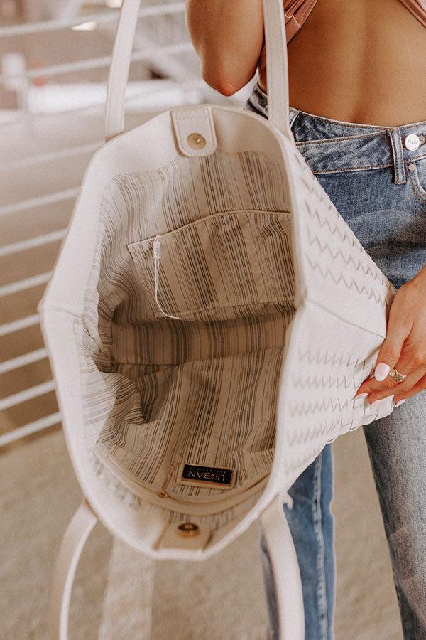 Impressions Boston Market Faux Leather Tote In Cream