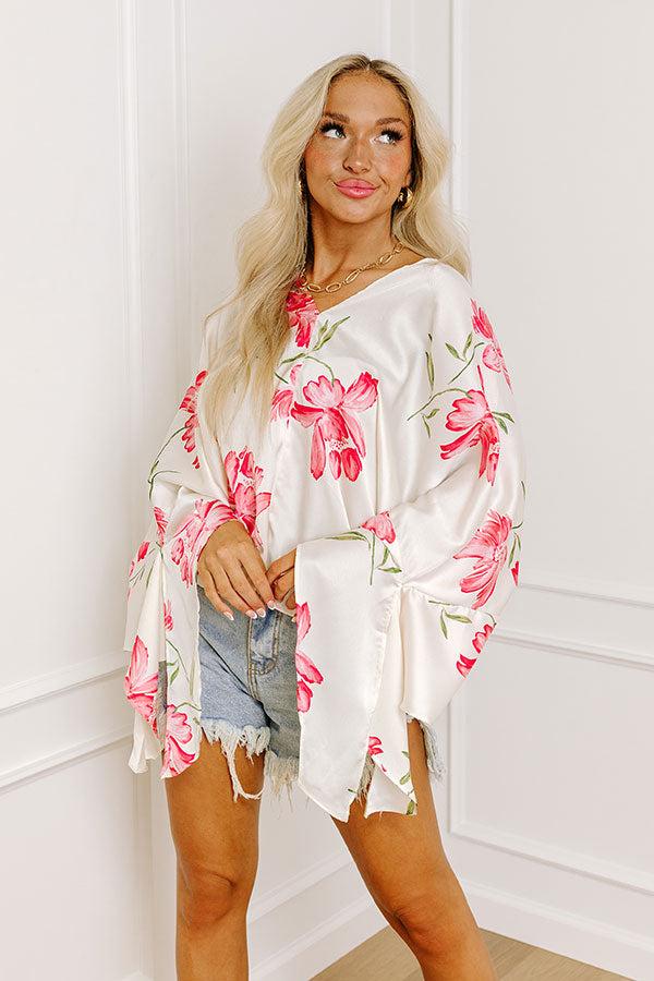 Impressions Botanical Bliss Satin Shift Top In Cream