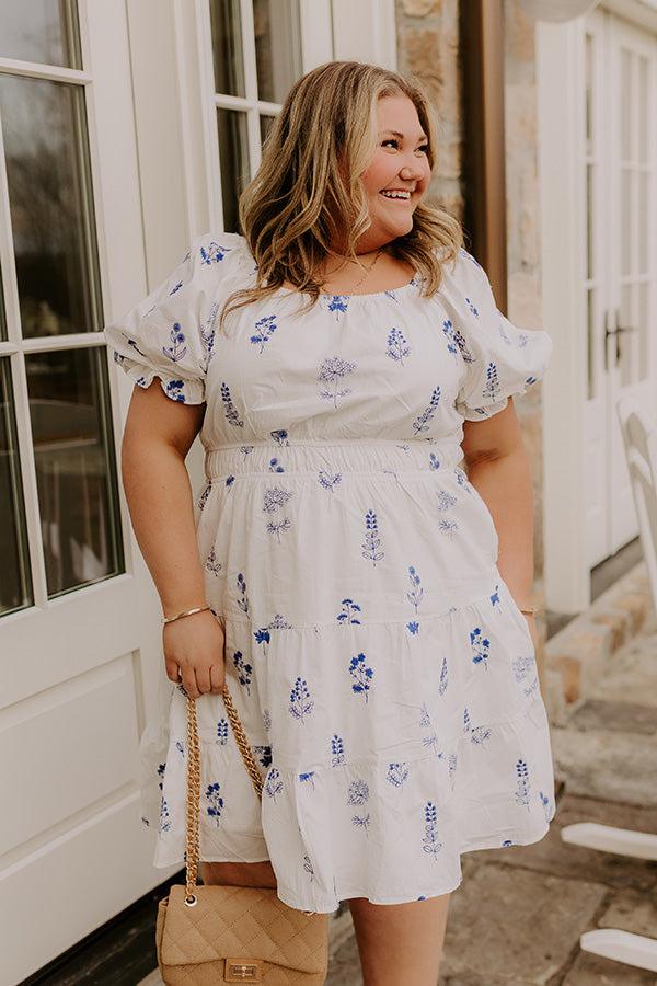 Impressions Botanical Moment Embroidered Mini Dress Curves