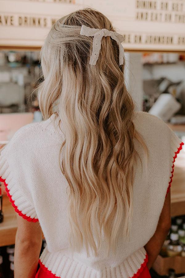 Impressions Bows And Kisses Eyelet Bow Hair Clip In Ivory