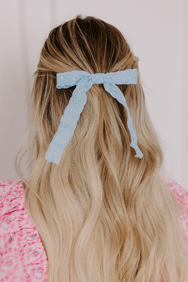 Impressions Bows And Kisses Eyelet Bow Hair Clip In Sky Blue