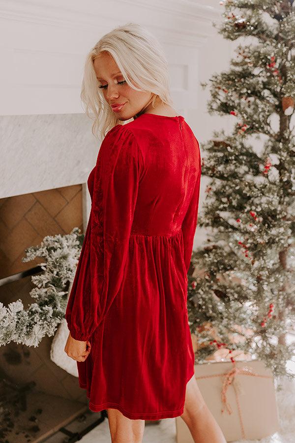 Impressions Bows And Kisses Velvet Mini Dress In Crimson