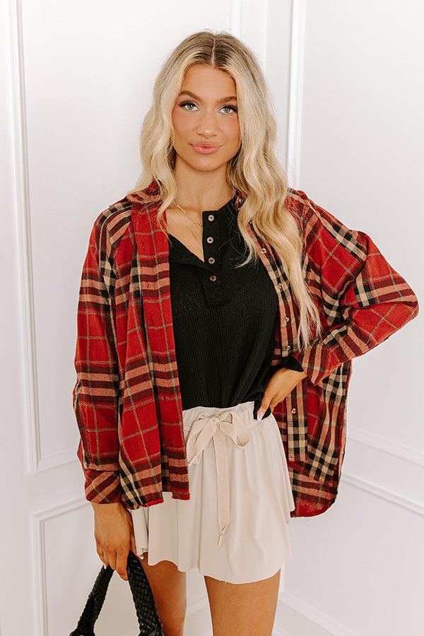 Impressions Breezy Times Oversized Henley Top In Black