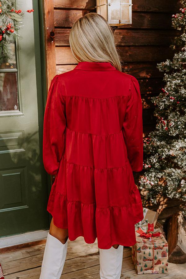 Impressions Bring The Sparkle Satin Mini Dress In Wine