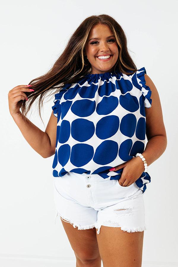 Impressions Brunch And Go Shift Top In Royal Blue Curves