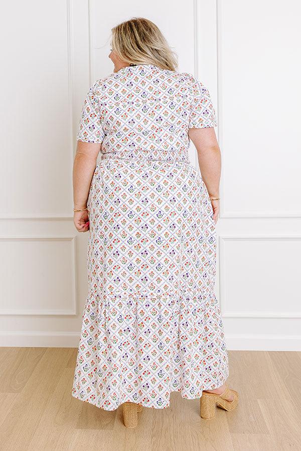 Impressions Brunch Babe Floral Maxi Dress In White Curves
