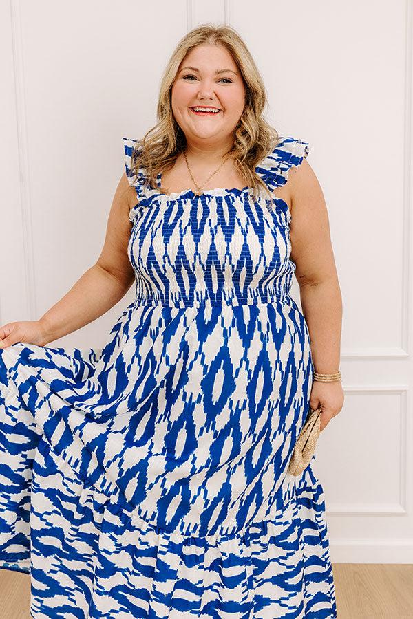 Impressions Brunch In Capri Smocked Midi Dress Curves