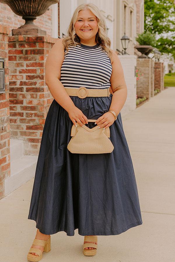 Impressions Brunch On The Pier Stripe Mid Dress Curves