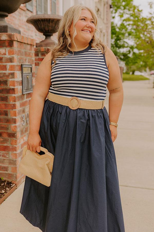 Impressions Brunch On The Pier Stripe Mid Dress Curves