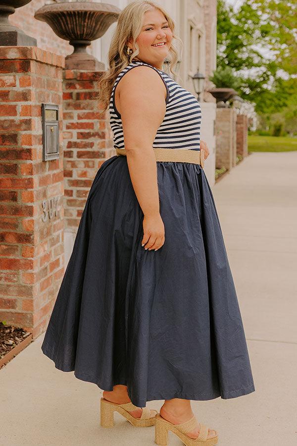 Impressions Brunch On The Pier Stripe Mid Dress Curves