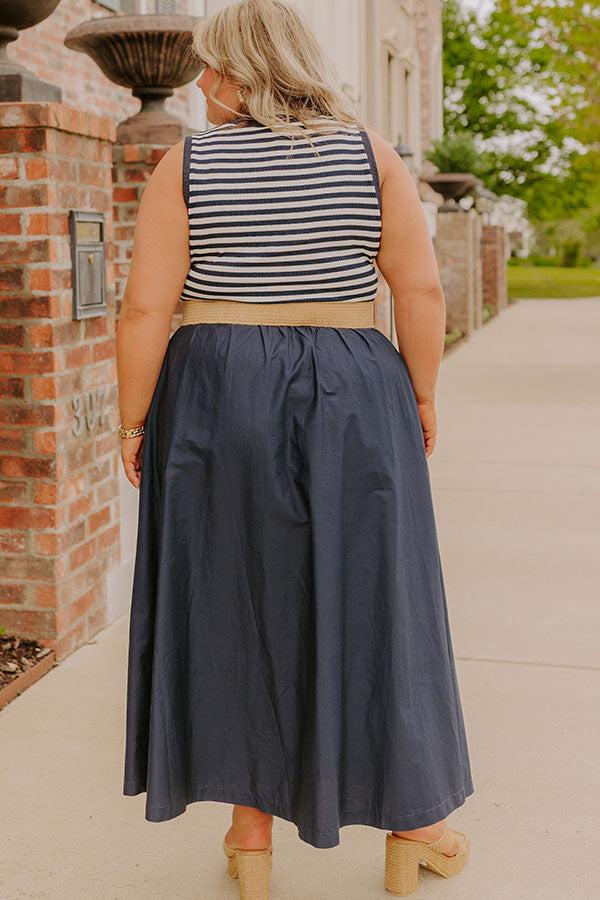 Impressions Brunch On The Pier Stripe Mid Dress Curves