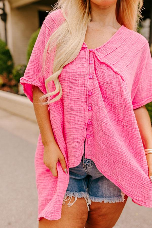 Impressions Brunch Voyage Babydoll Top In Pink Curves