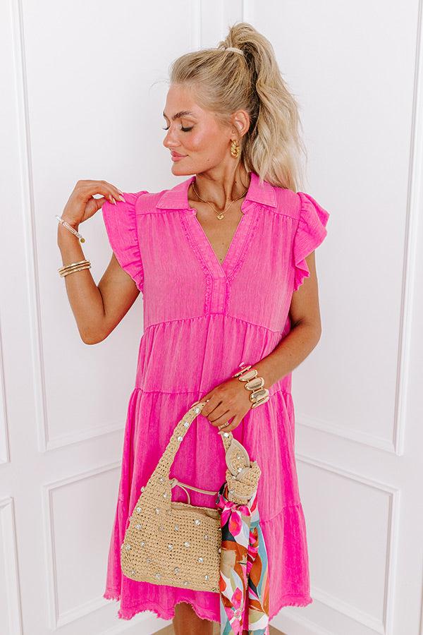 Impressions Bubbly Energy Mineral Wash Mini Dress in Pink