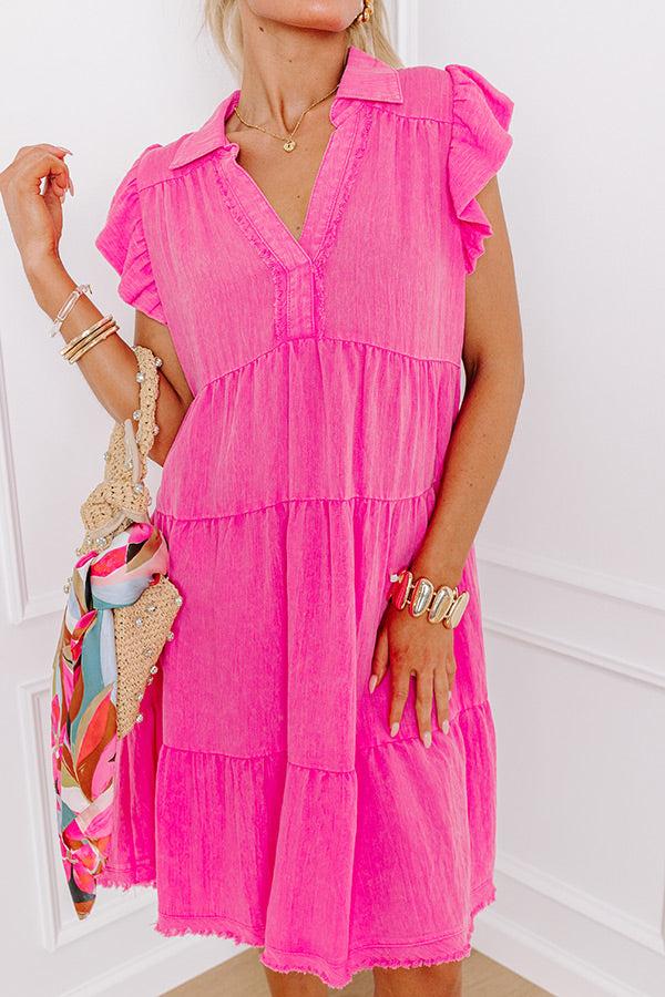 Impressions Bubbly Energy Mineral Wash Mini Dress In Pink