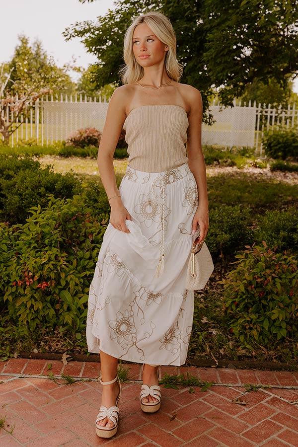 Impressions Bungalow Cutie High Waist Embroidered Maxi Skirt