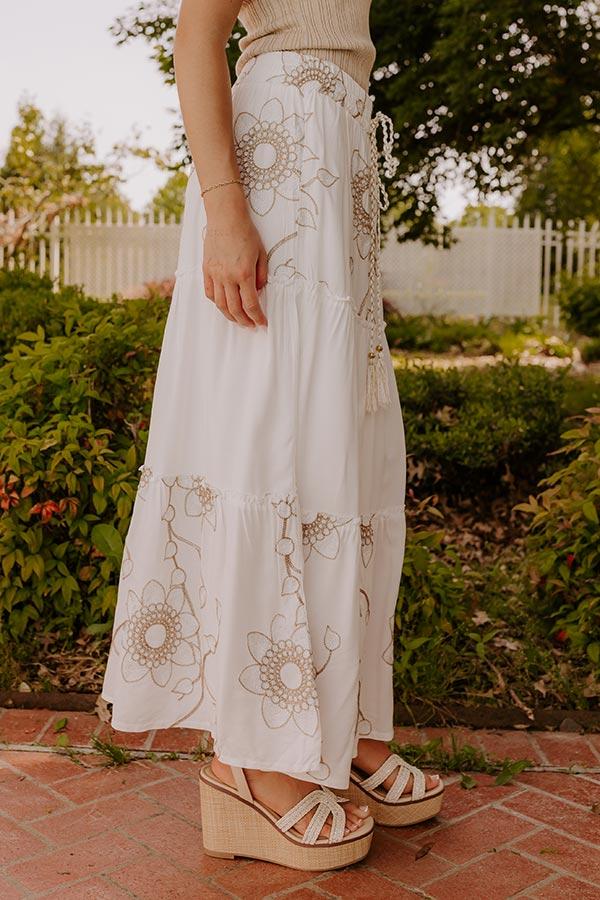 Impressions Bungalow Cutie High Waist Embroidered Maxi Skirt