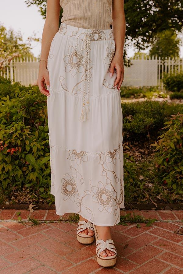Impressions Bungalow Cutie High Waist Embroidered Maxi Skirt