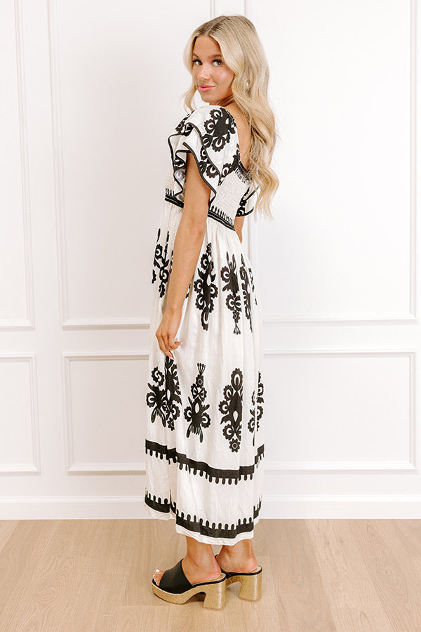 Impressions Bungalow Party Smocked Midi Dress In Cream