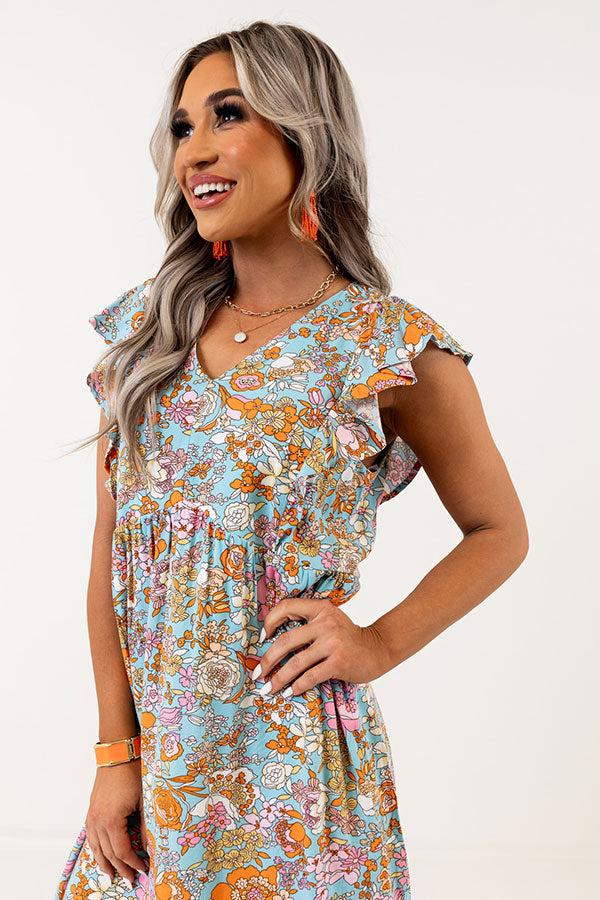 Impressions By Chance Floral Shift Dress In Sky Blue