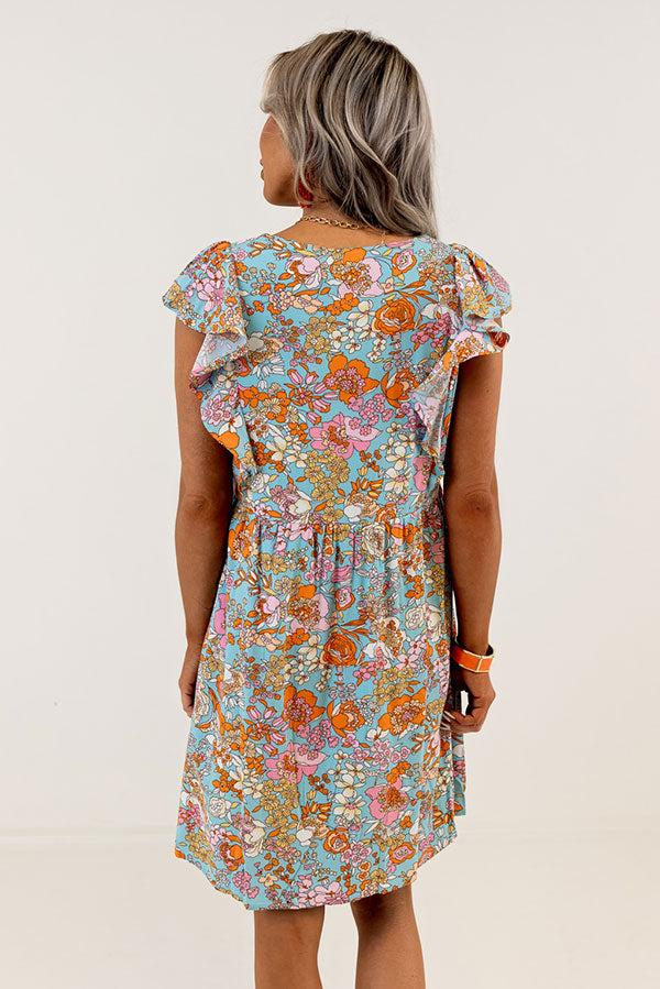 Impressions By Chance Floral Shift Dress In Sky Blue