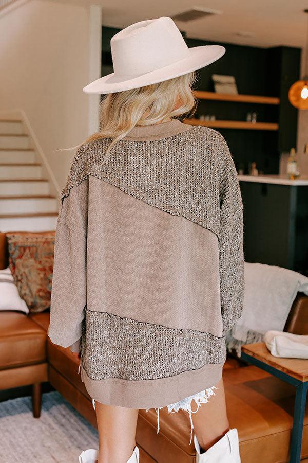 Impressions Cabin In The Mountains Oversized Knit Sweater In Dark Taupe