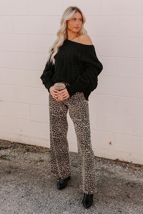 Impressions Cabin Parkway Cable Knit Sweater In Black