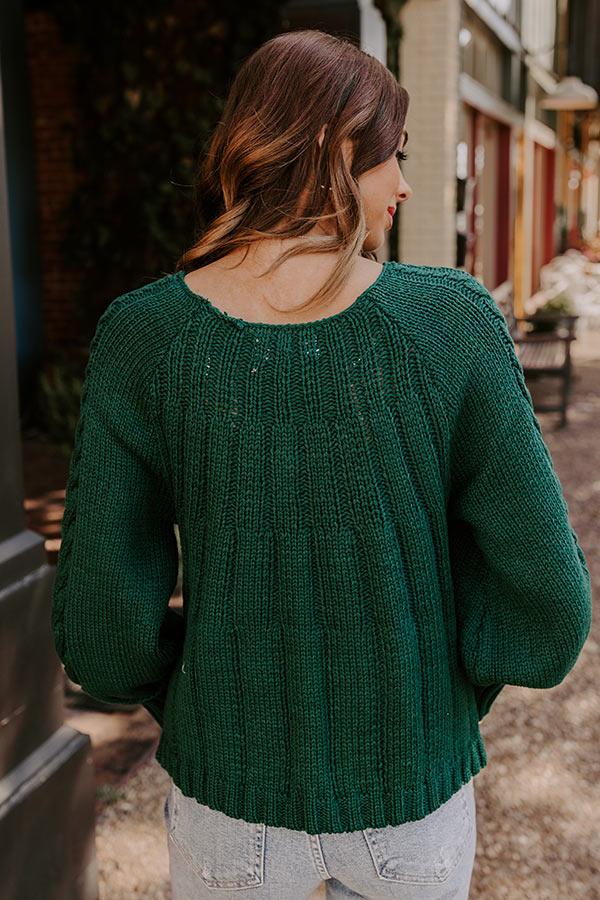 Impressions Cabin Parkway Cable Knit Sweater In Hunter Green