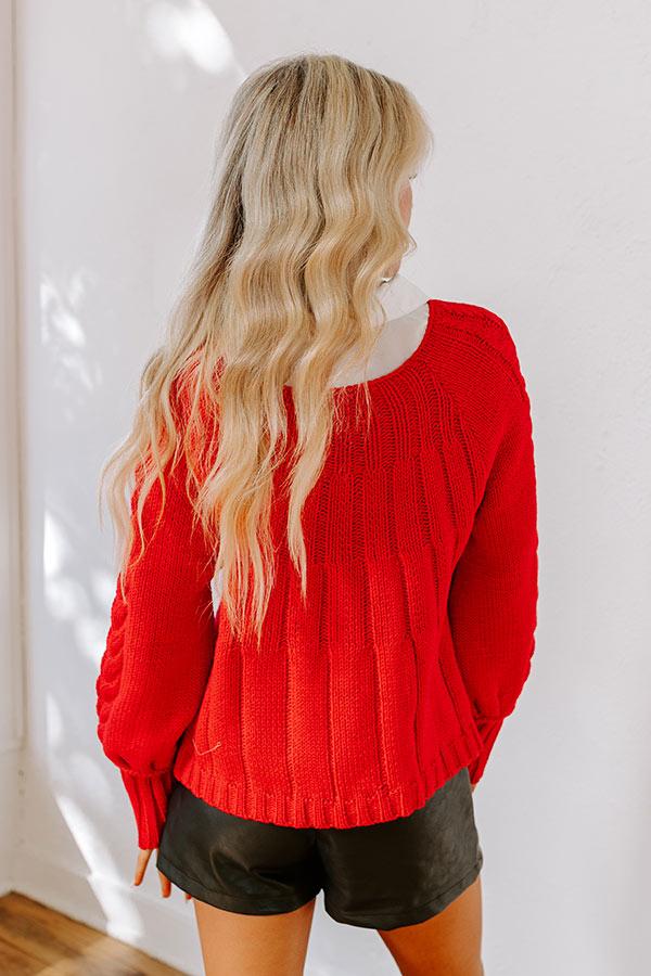 Impressions Cabin Parkway Cable Knit Sweater In Red