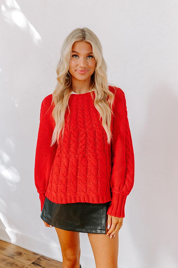Impressions Cabin Parkway Cable Knit Sweater In Red