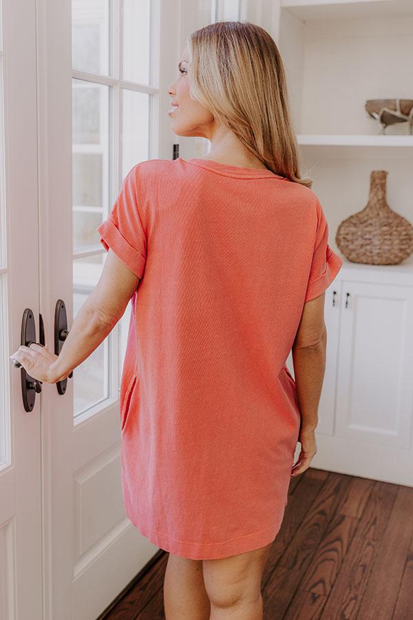 Impressions Cafe Meetup Vintage Wash T-Shirt Dress In Coral