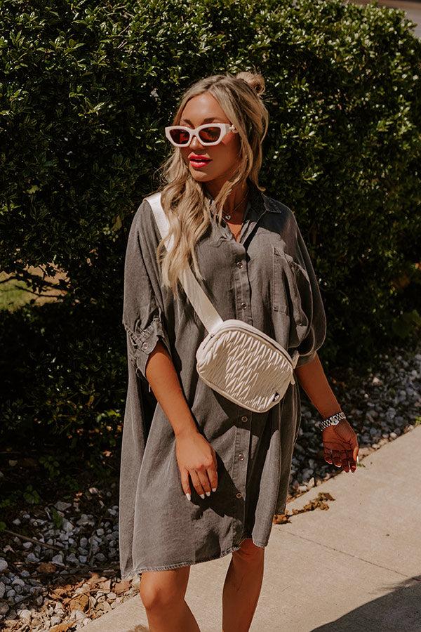 Impressions Call Me Cutie Chambray Tunic Dress in Vintage Black