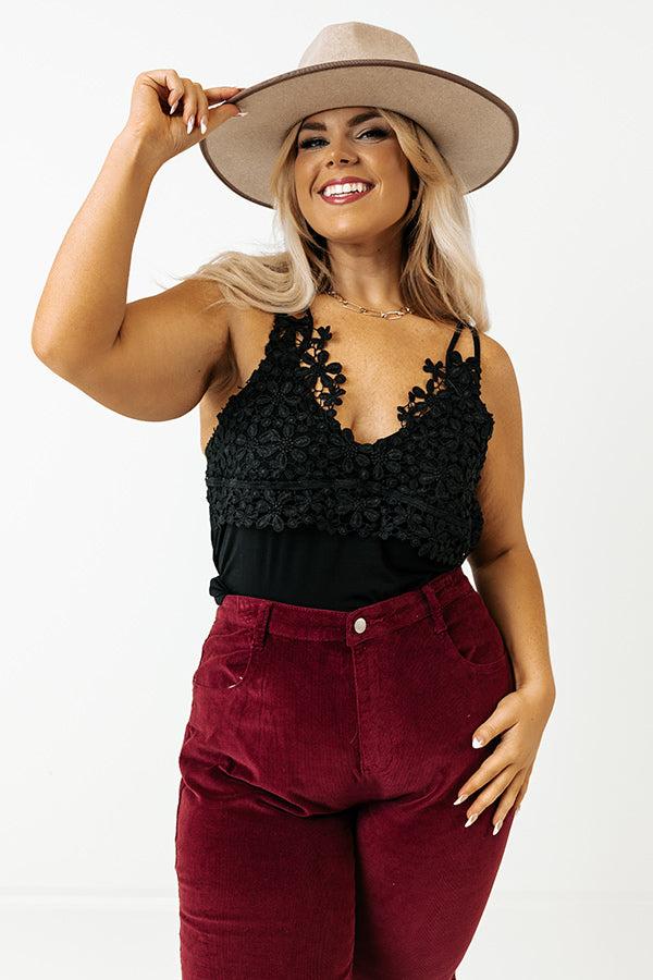 Impressions Call Me Yours Crochet Tank In Black Curves