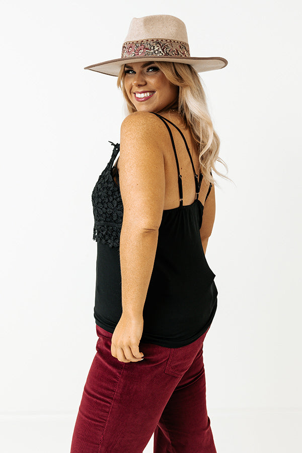 Impressions Call Me Yours Crochet Tank In Black Curves