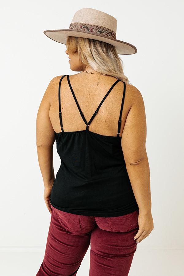 Impressions Call Me Yours Crochet Tank In Black Curves