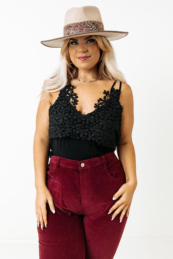 Impressions Call Me Yours Crochet Tank In Black Curves