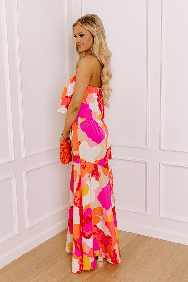 Impressions Cancun Cutie Strapless Maxi Dress In Coral