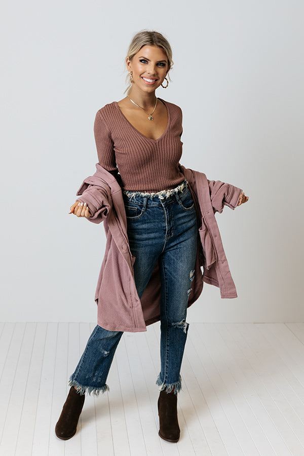 Impressions Candy Apple Dip Ribbed Top In Vineyard Grape